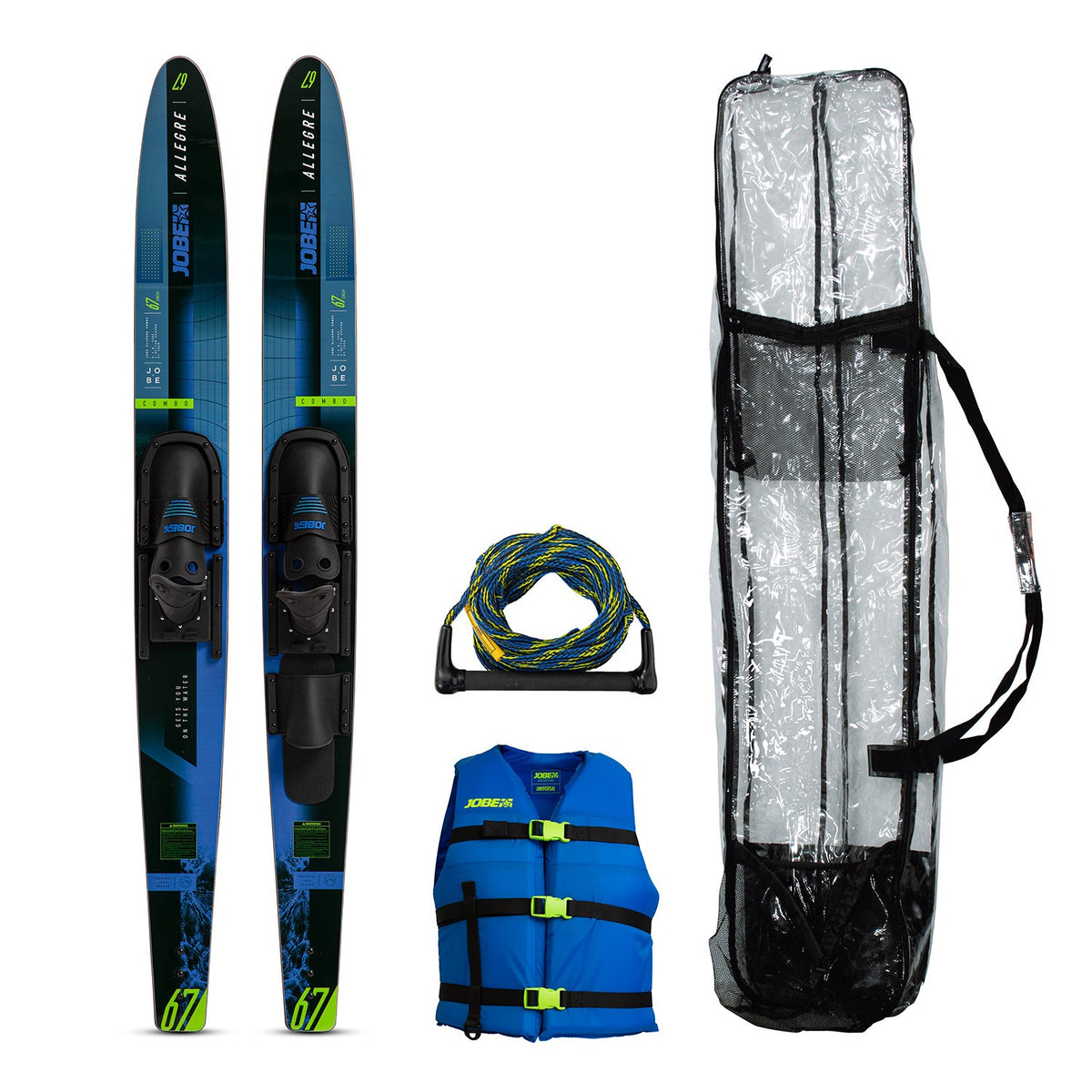 Jobe Allegre Combo Skis Paket in Blau mit Weste, Seil und Tasche