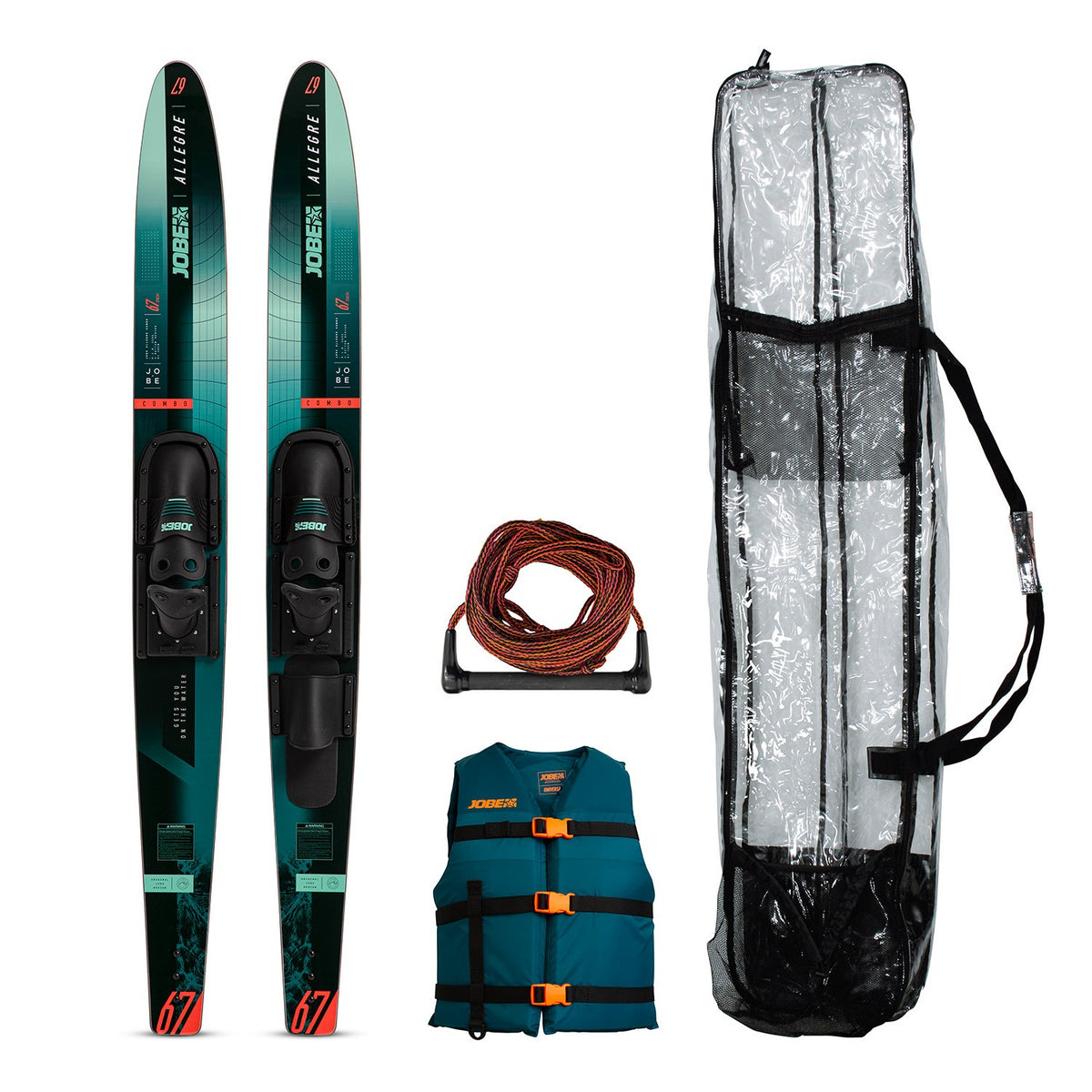 Jobe Allegre Combo Skis Paket in Atlantikgrün mit Weste, Seil und Tasche
