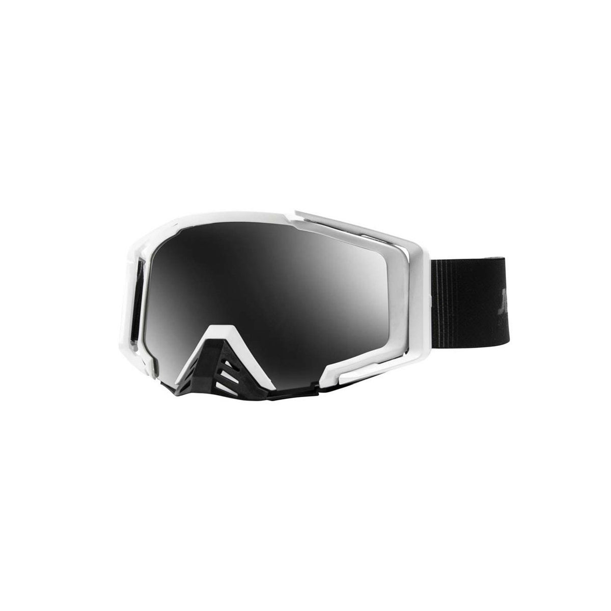 Jobe Detroit Goggle mit weißem Rahmen, dunkel getöntem Glas und schwarzem Kopfband