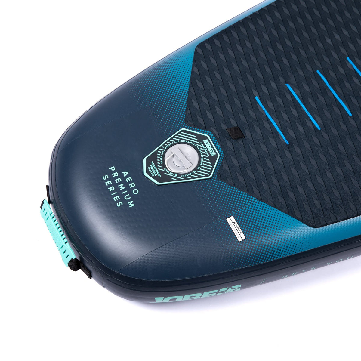 Heck des Jobe Aero Duna 11.6 in Blau mit Ventil und Tragegriff