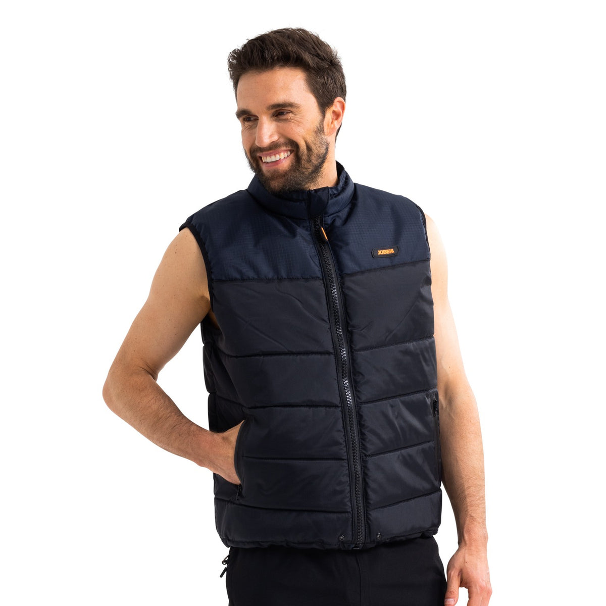 Jobe Bodywarmer Herren in Midnight Blue – Steppweste mit Stehkragen, Vorderansicht