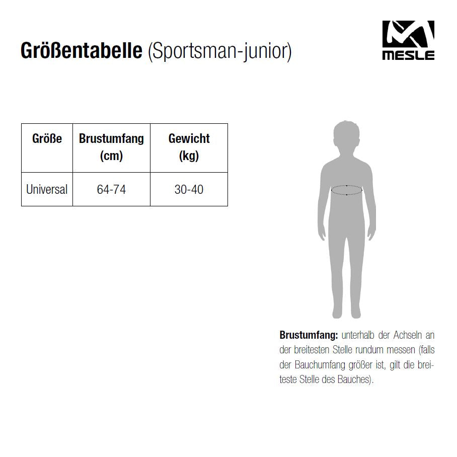 Größentabelle der Mesle Sportsman Junior Kinder-Schwimmweste
